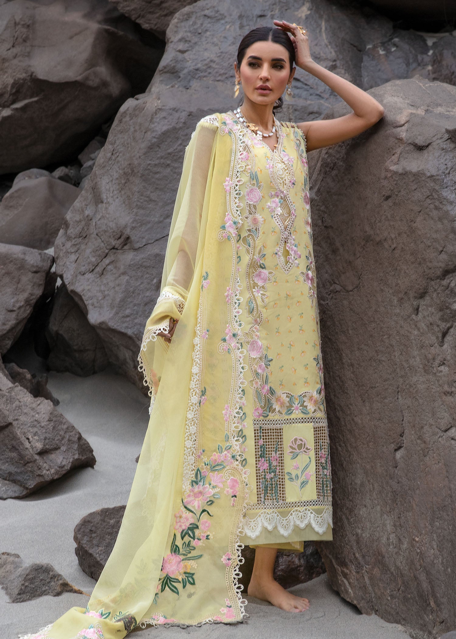 Crimson | Lawn 2024 | Believe In Her - Topaz Yellow - Official Crimson stockist in UK - Sakeena London