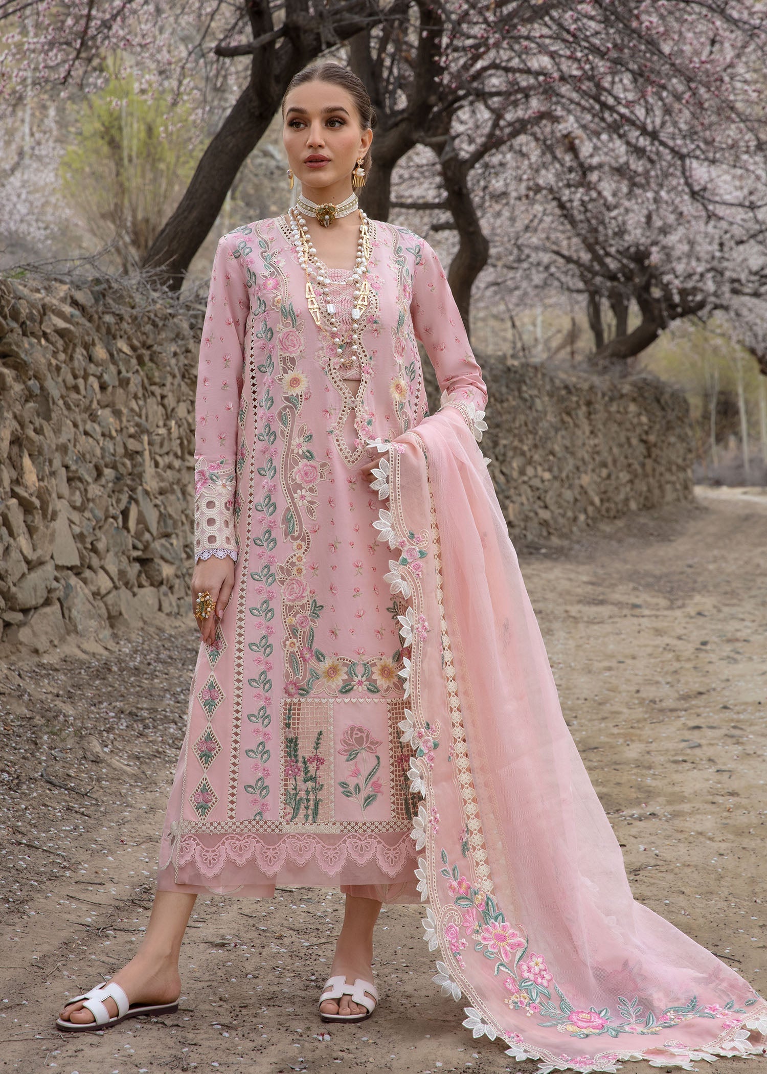 Crimson | Lawn 2024 | Believe In Her - Blush Pink - Official Crimson stockist in UK - Sakeena London