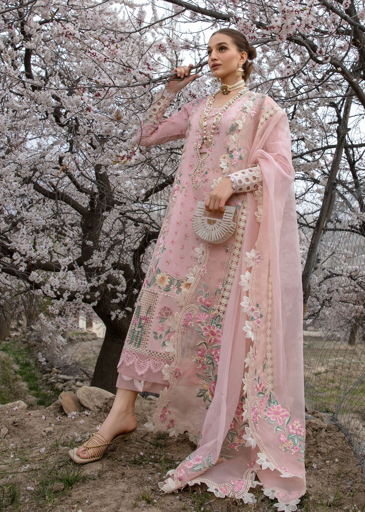 Crimson | Lawn 2024 | Believe In Her - Blush Pink - Official Crimson stockist in UK - Sakeena London