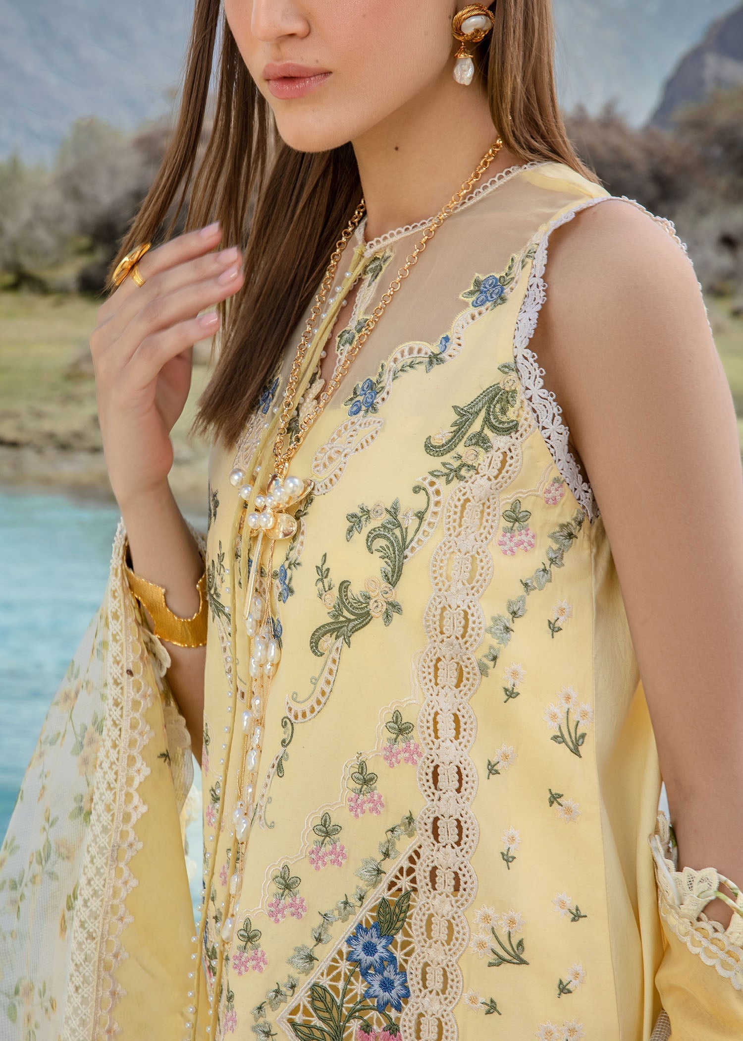 Crimson | Lawn 2024 | A French Brunch - Sunflower Yellow - Official Crimson stockist in UK - Sakeena London