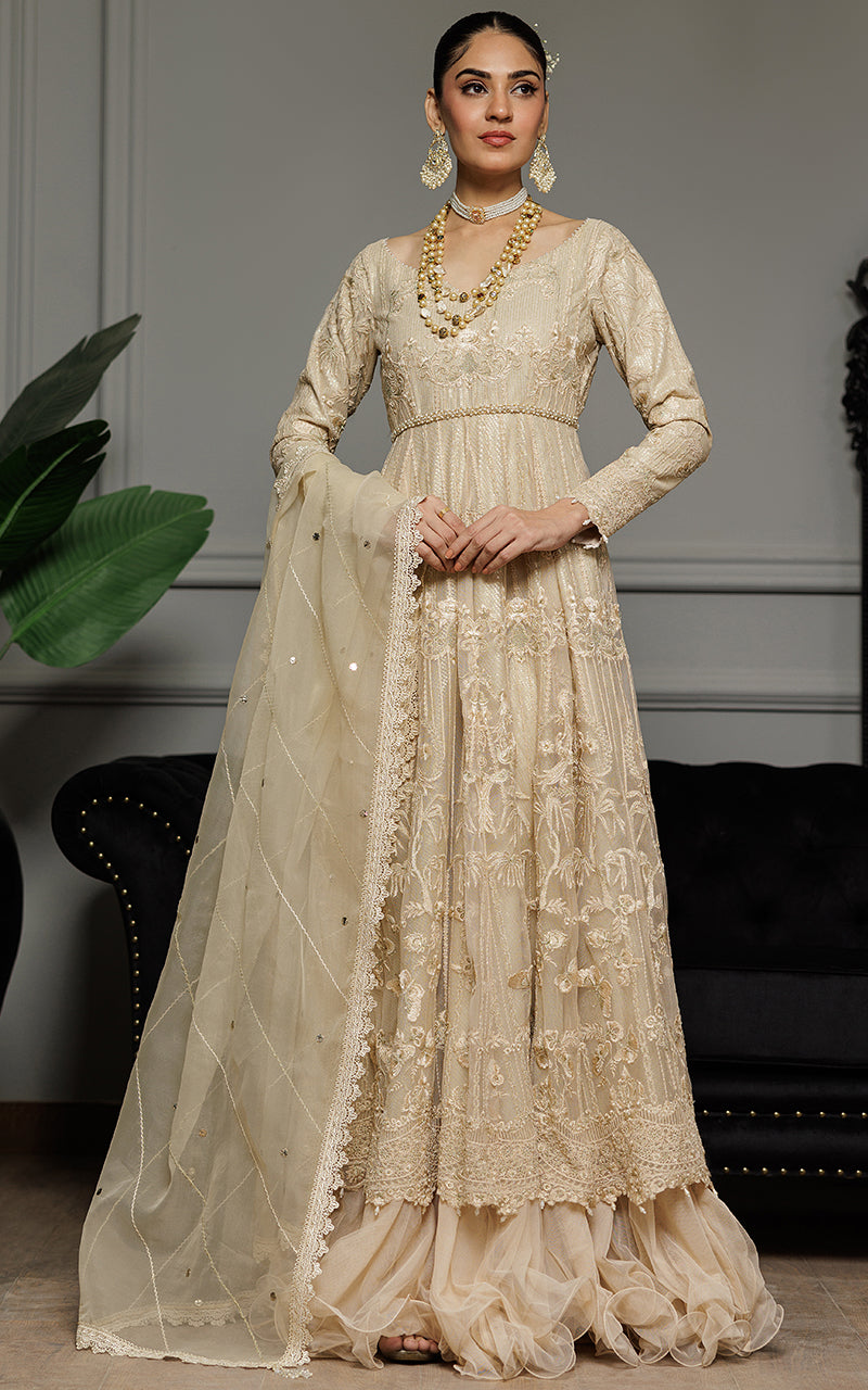 Threads and Motifs | Formal Dresses 25 | Net Embroidered Maxi - Official Threads and Motifs stockist in UK - Sakeena London