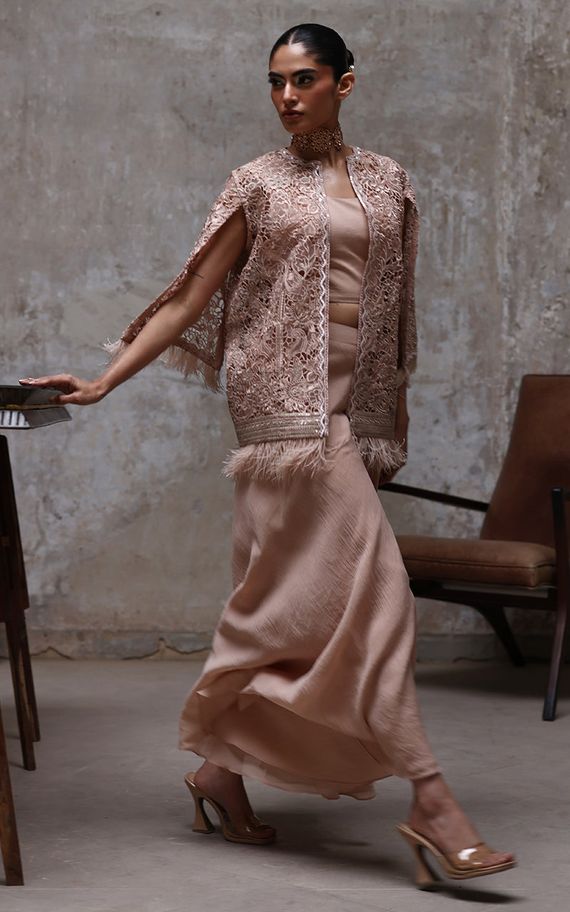 Threads and Motifs | Formal Dresses 25 | Organza Embroidered Jacket With Inner - Official Threads and Motifs stockist in UK - Sakeena London