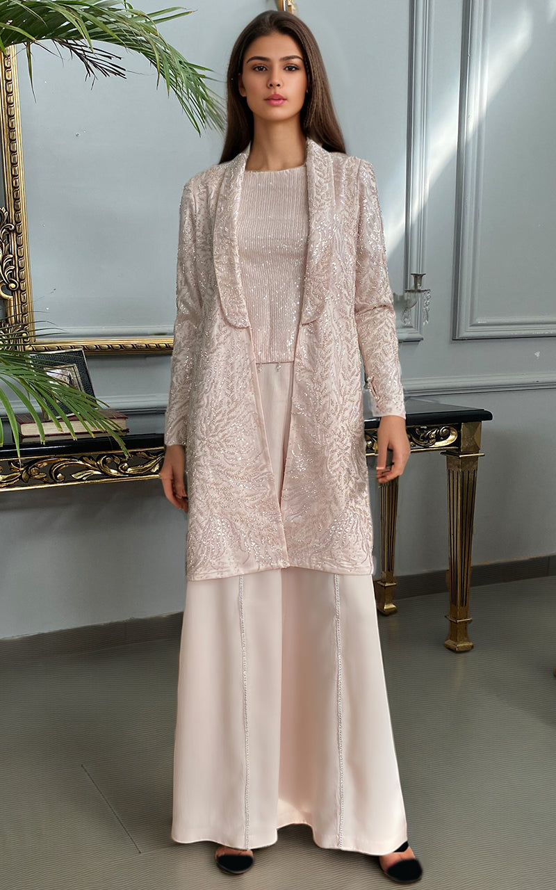 Threads and Motifs | Formal Dresses 25 | Net Embroidered jacket with trouser - Official Threads and Motifs stockist in UK - Sakeena London