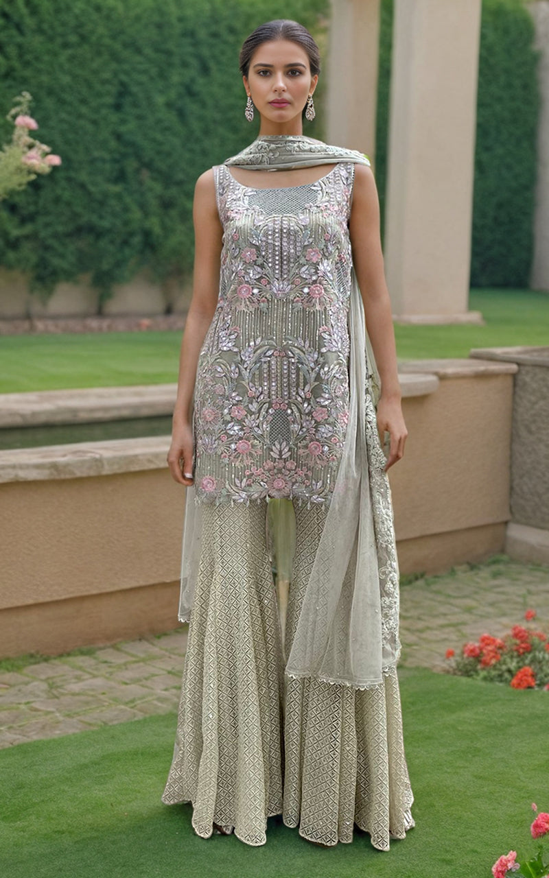 Threads and Motifs | Formal Dresses 25 | Organza Embroidered Shirt - Official Threads and Motifs stockist in UK - Sakeena London