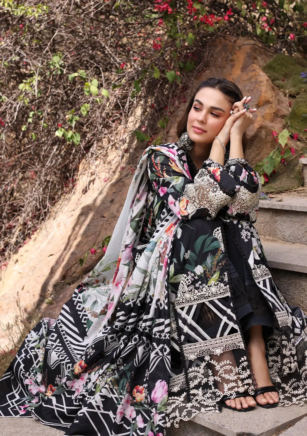 Elaf Premium | Prints Chikankari 24 | 02A NOIREE - Official Elaf Premium stockist in UK - Sakeena London