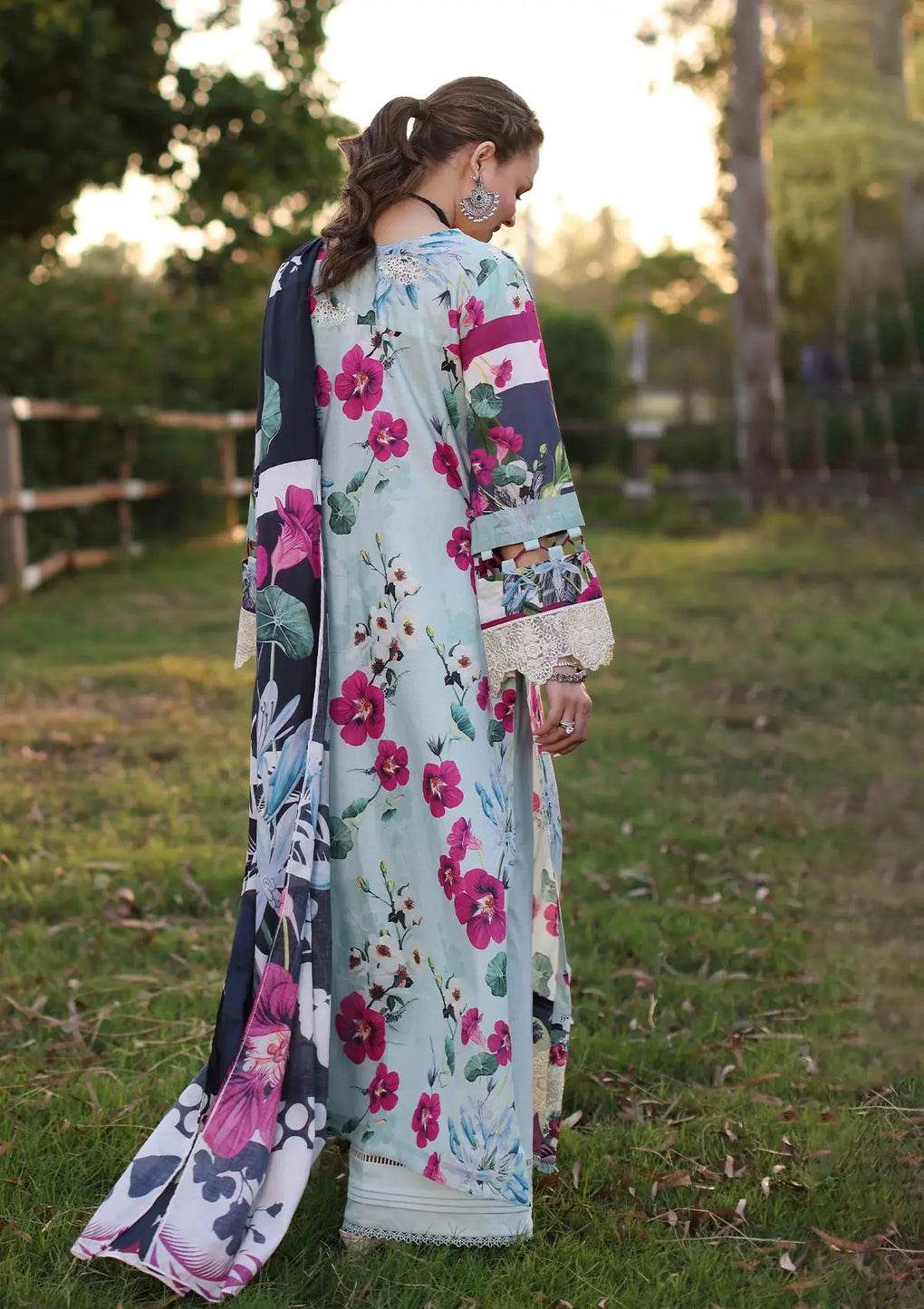 Elaf Premium | Prints Chikankari 24 | 01B AQUABELLA - Official Elaf Premium stockist in UK - Sakeena London