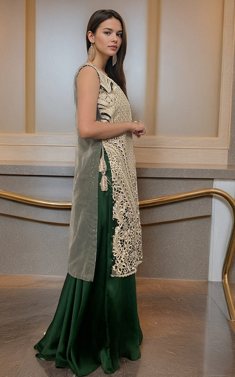 Threads and Motifs | Formal Dresses 25 | Embroidered Jacket With Skirt - Official Threads and Motifs stockist in UK - Sakeena London