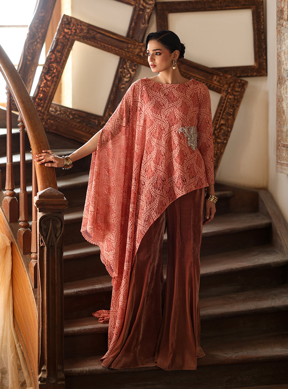 Zainab Chottani | Velura Velvet Edit 25 | Blush Cape - Official Zainab Chottani stockist in UK - Sakeena London