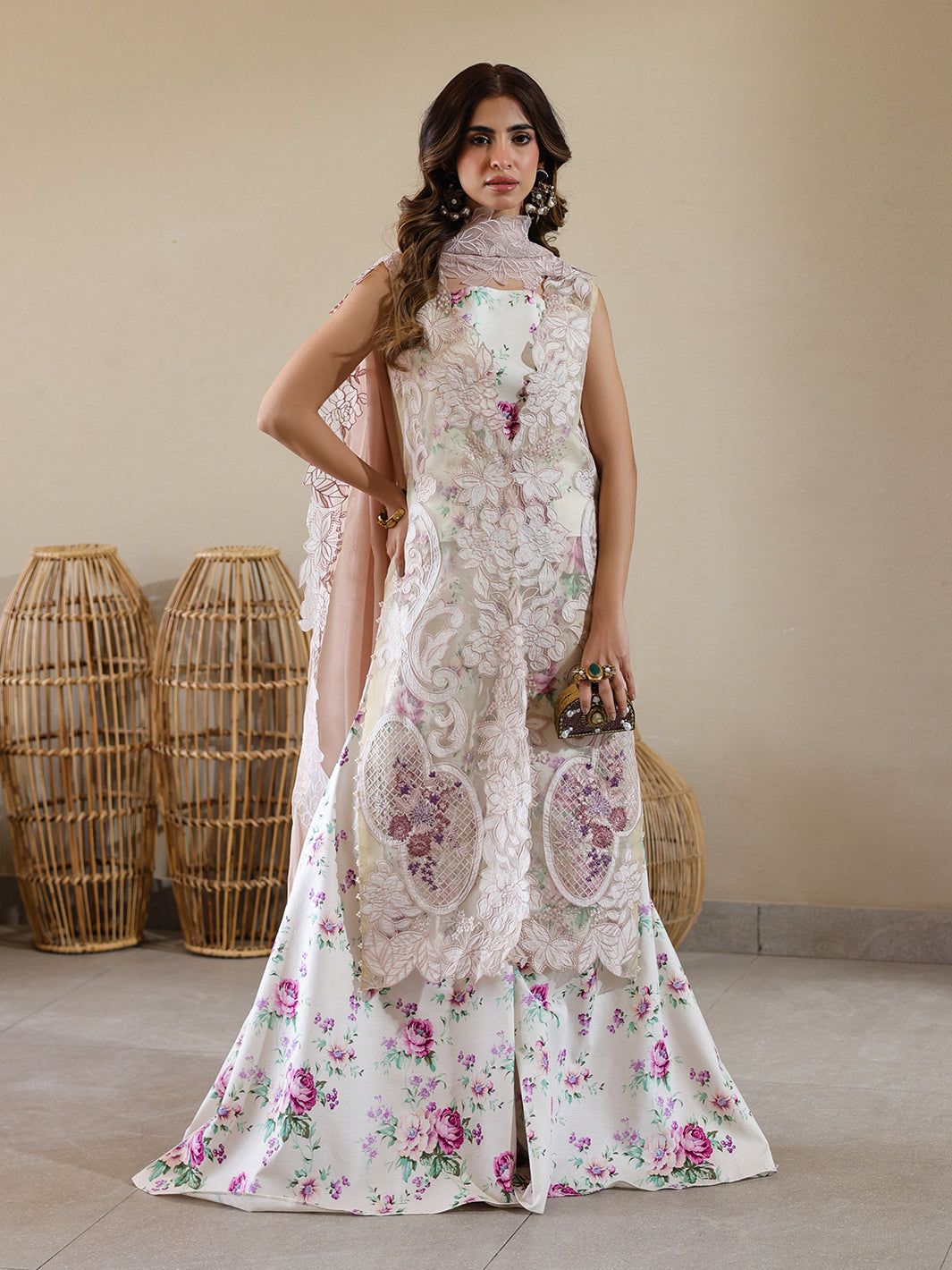 Faiza Faisal | Marine Luxury Lawn 25 | ELISHA - Official Faiza Faisal stockist in UK - Sakeena London