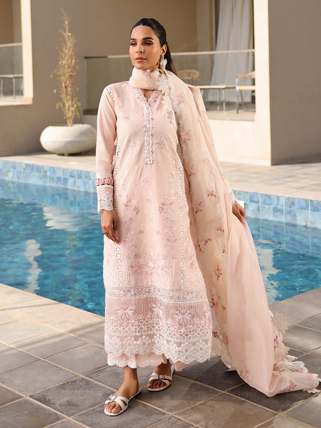 Faiza Faisal | Marine Luxury Lawn 25 | MARIA - Official Faiza Faisal stockist in UK - Sakeena London
