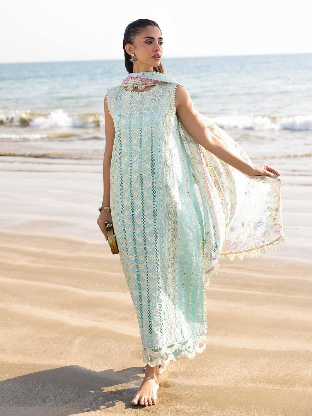 Faiza Faisal | Marine Luxury Lawn 25 | AINE - Official Faiza Faisal stockist in UK - Sakeena London