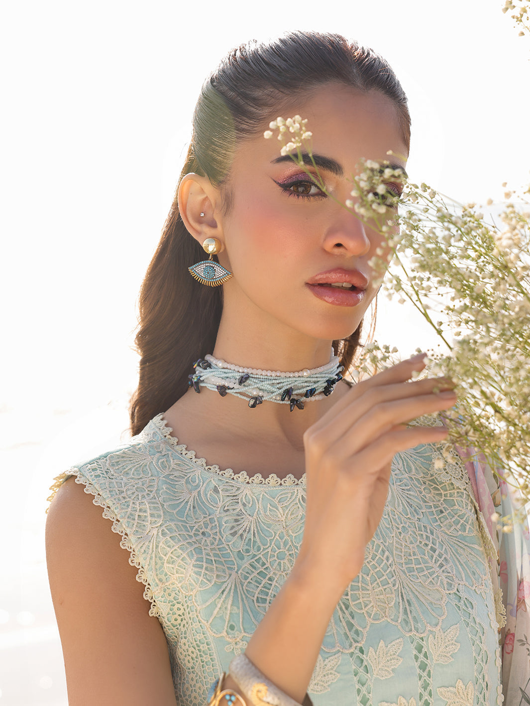 Faiza Faisal | Marine Luxury Lawn 25 | AINE - Official Faiza Faisal stockist in UK - Sakeena London