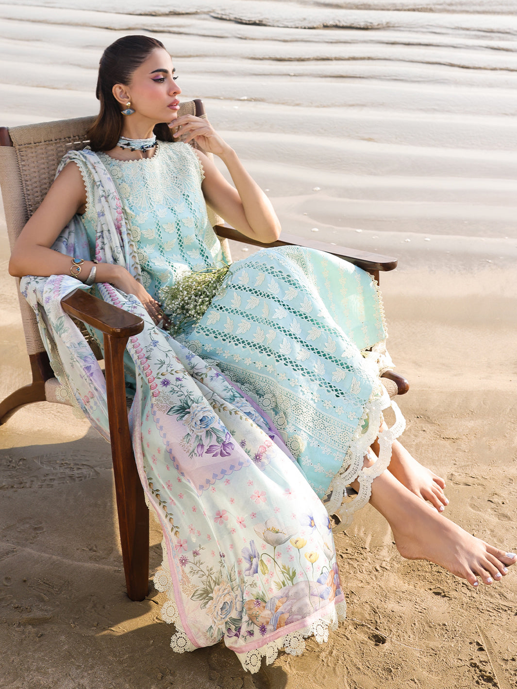 Faiza Faisal | Marine Luxury Lawn 25 | AINE - Official Faiza Faisal stockist in UK - Sakeena London