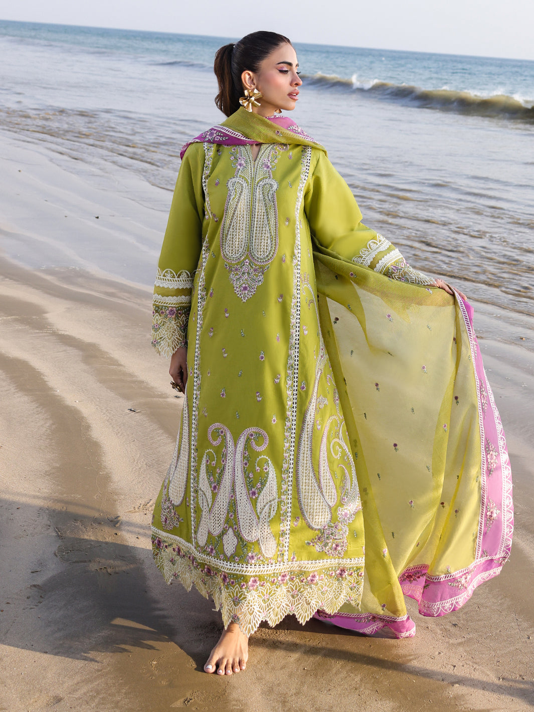Faiza Faisal | Marine Luxury Lawn 25 | HINA - Official Faiza Faisal stockist in UK - Sakeena London