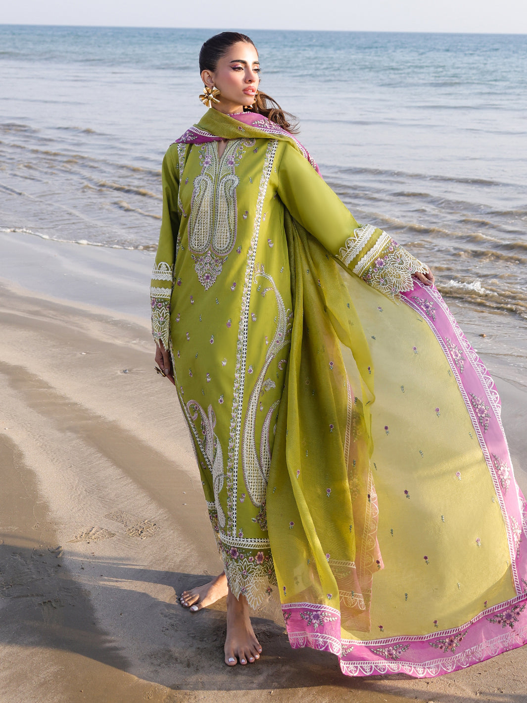 Faiza Faisal | Marine Luxury Lawn 25 | HINA - Official Faiza Faisal stockist in UK - Sakeena London