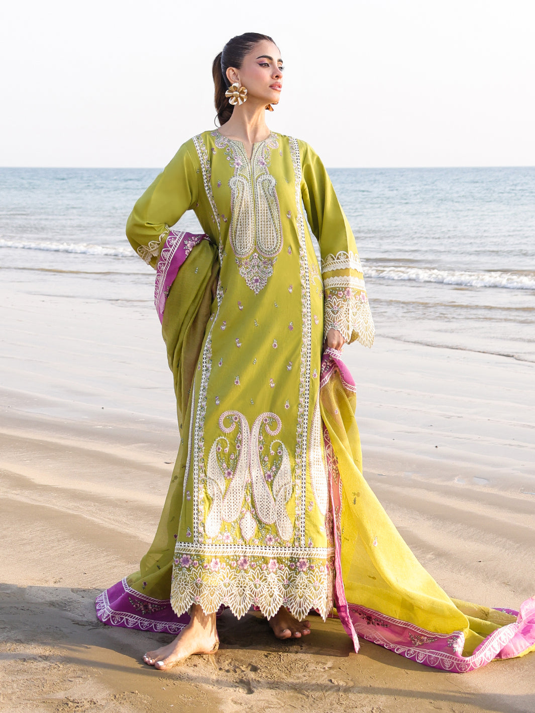 Faiza Faisal | Marine Luxury Lawn 25 | HINA - Official Faiza Faisal stockist in UK - Sakeena London