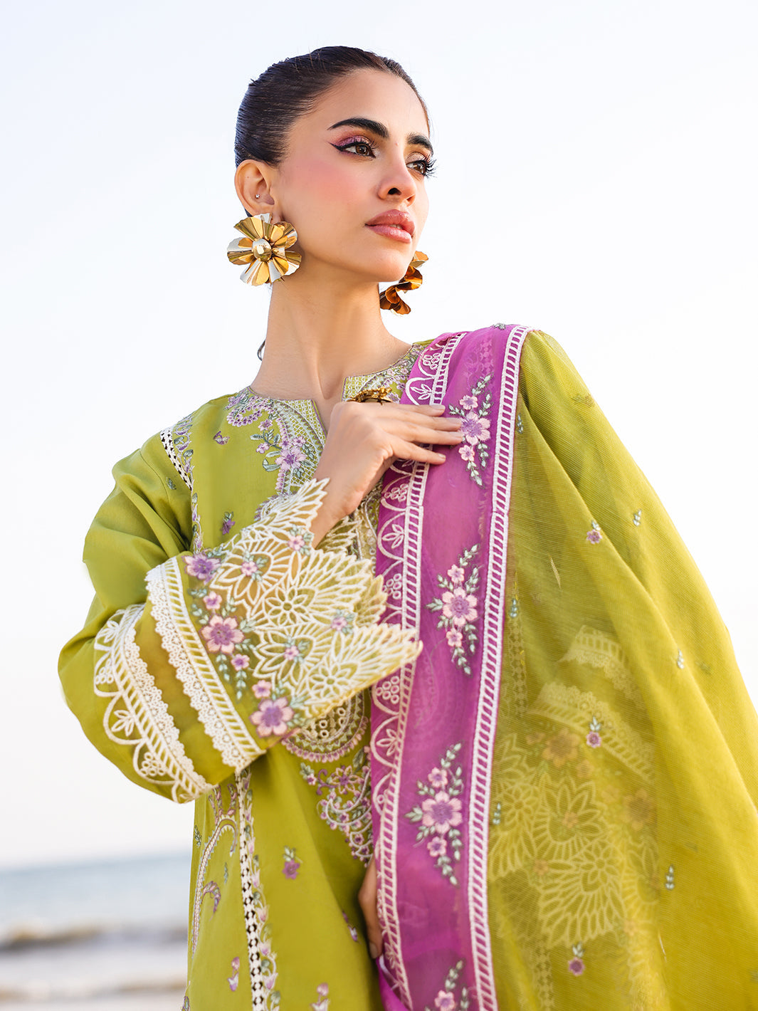 Faiza Faisal | Marine Luxury Lawn 25 | HINA - Official Faiza Faisal stockist in UK - Sakeena London