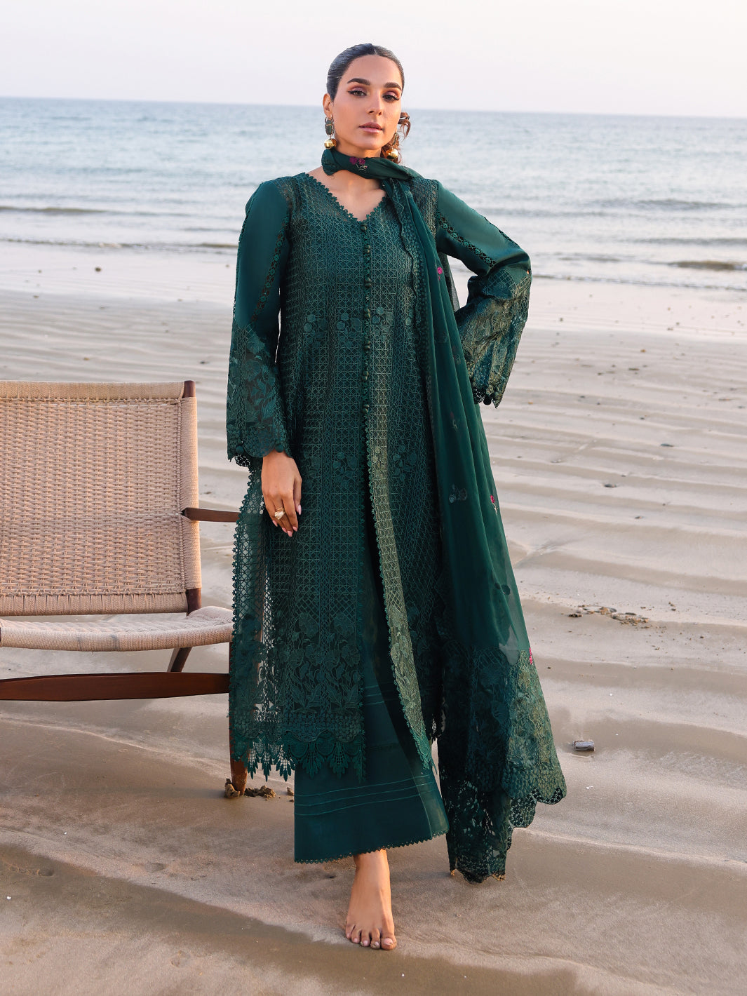 Faiza Faisal | Marine Luxury Lawn 25 | SOPHIA - Official Faiza Faisal stockist in UK - Sakeena London