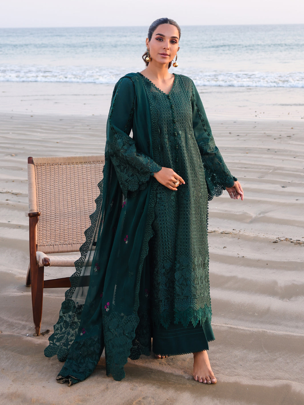 Faiza Faisal | Marine Luxury Lawn 25 | SOPHIA - Official Faiza Faisal stockist in UK - Sakeena London