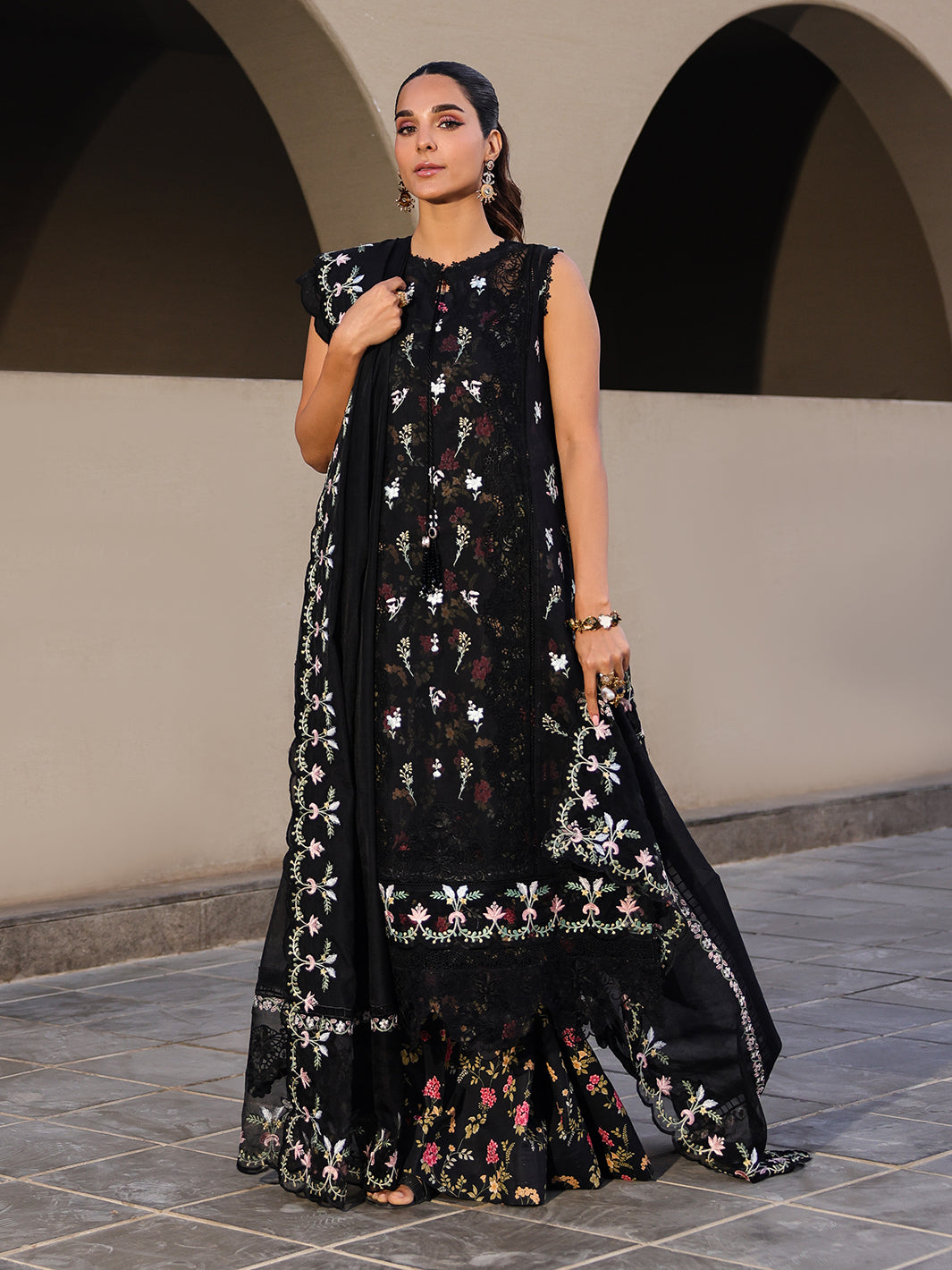 Faiza Faisal | Marine Luxury Lawn 25 | ELVA - Official Faiza Faisal stockist in UK - Sakeena London