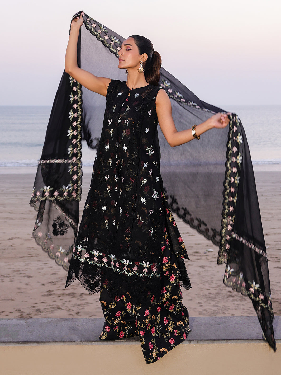 Faiza Faisal | Marine Luxury Lawn 25 | ELVA - Official Faiza Faisal stockist in UK - Sakeena London