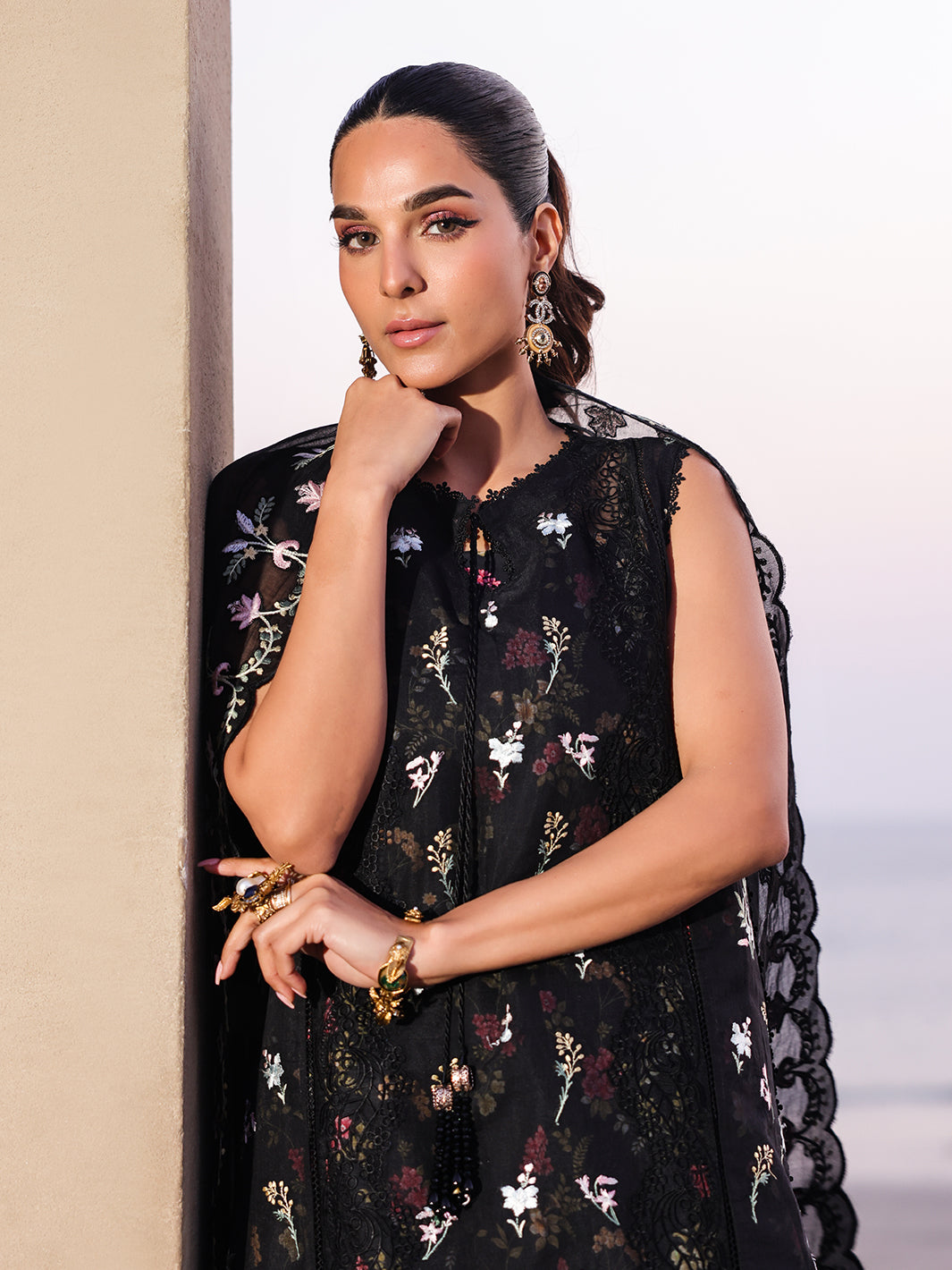 Faiza Faisal | Marine Luxury Lawn 25 | ELVA - Official Faiza Faisal stockist in UK - Sakeena London