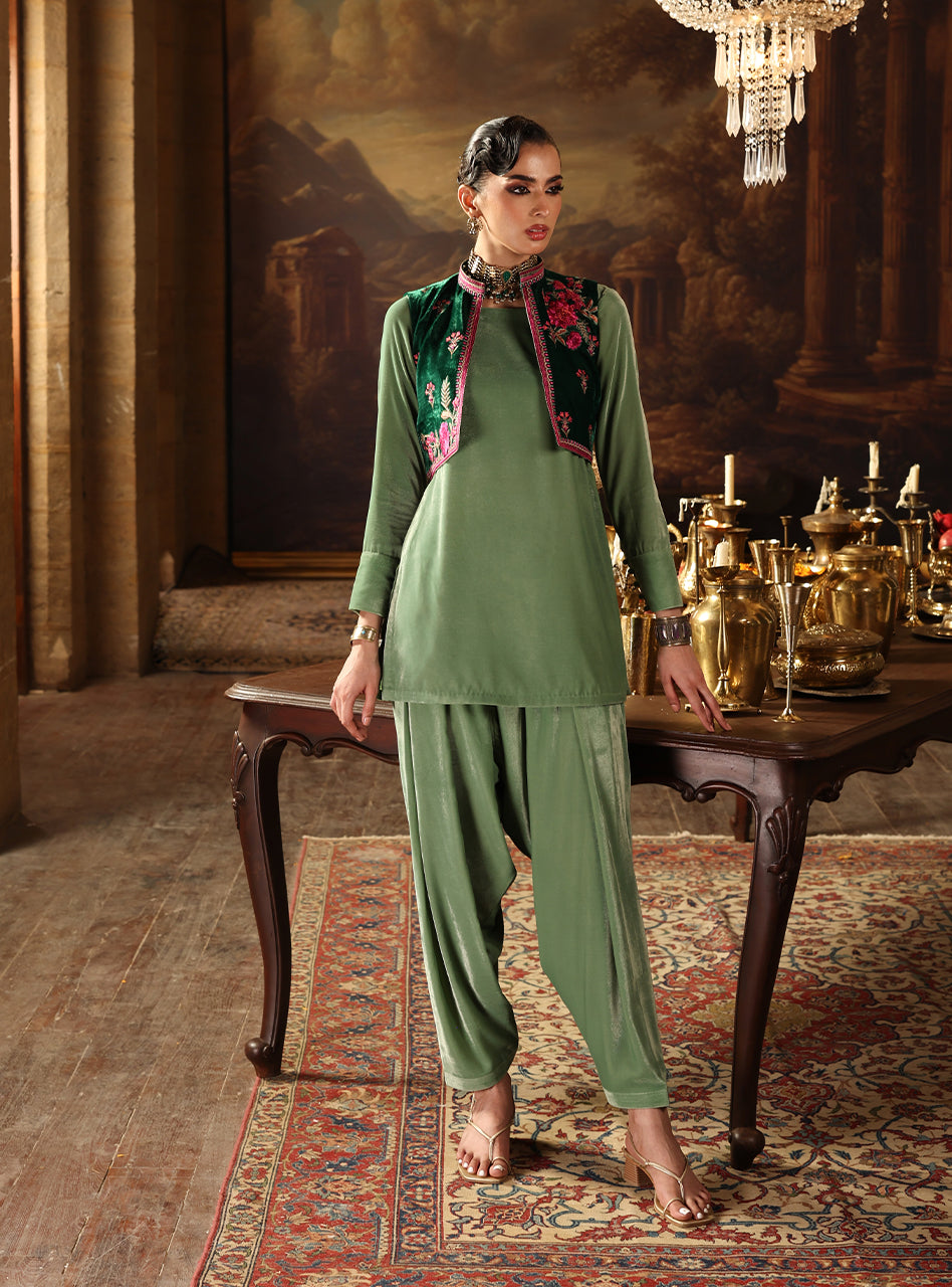 Zainab Chottani | Velura Velvet Edit 25 | Jade Bolero - Official Zainab Chottani stockist in UK - Sakeena London