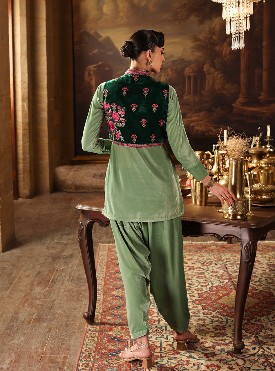 Zainab Chottani | Velura Velvet Edit 25 | Jade Bolero - Official Zainab Chottani stockist in UK - Sakeena London