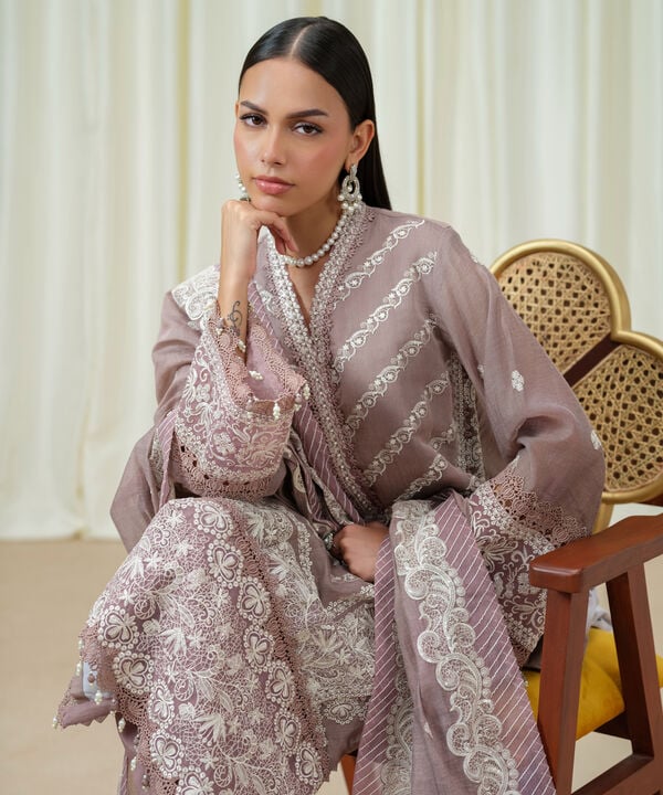 Sapphire | Fall Winter 25 | 3 Piece - Embroidered Muslin Suit 03FELX25V89B - Official Sapphire stockist in UK - Sakeena London