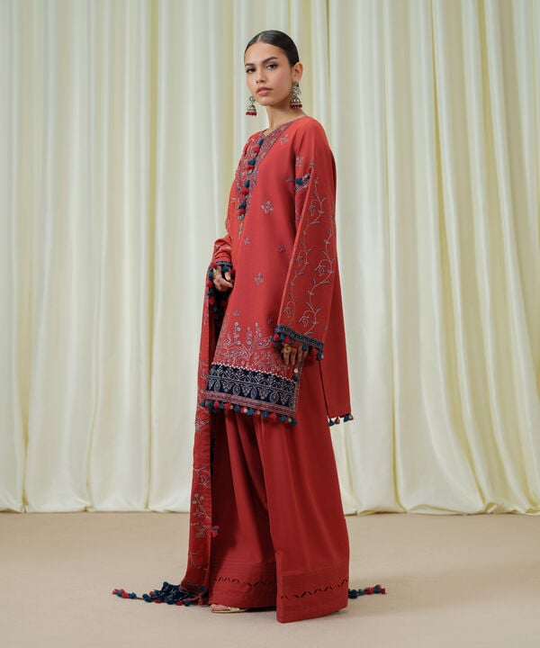 Sapphire | Fall Winter 25 | 3 Piece - Embroidered Cotton Karandi Suit 03PESD25V82B - Official Sapphire stockist in UK - Sakeena London