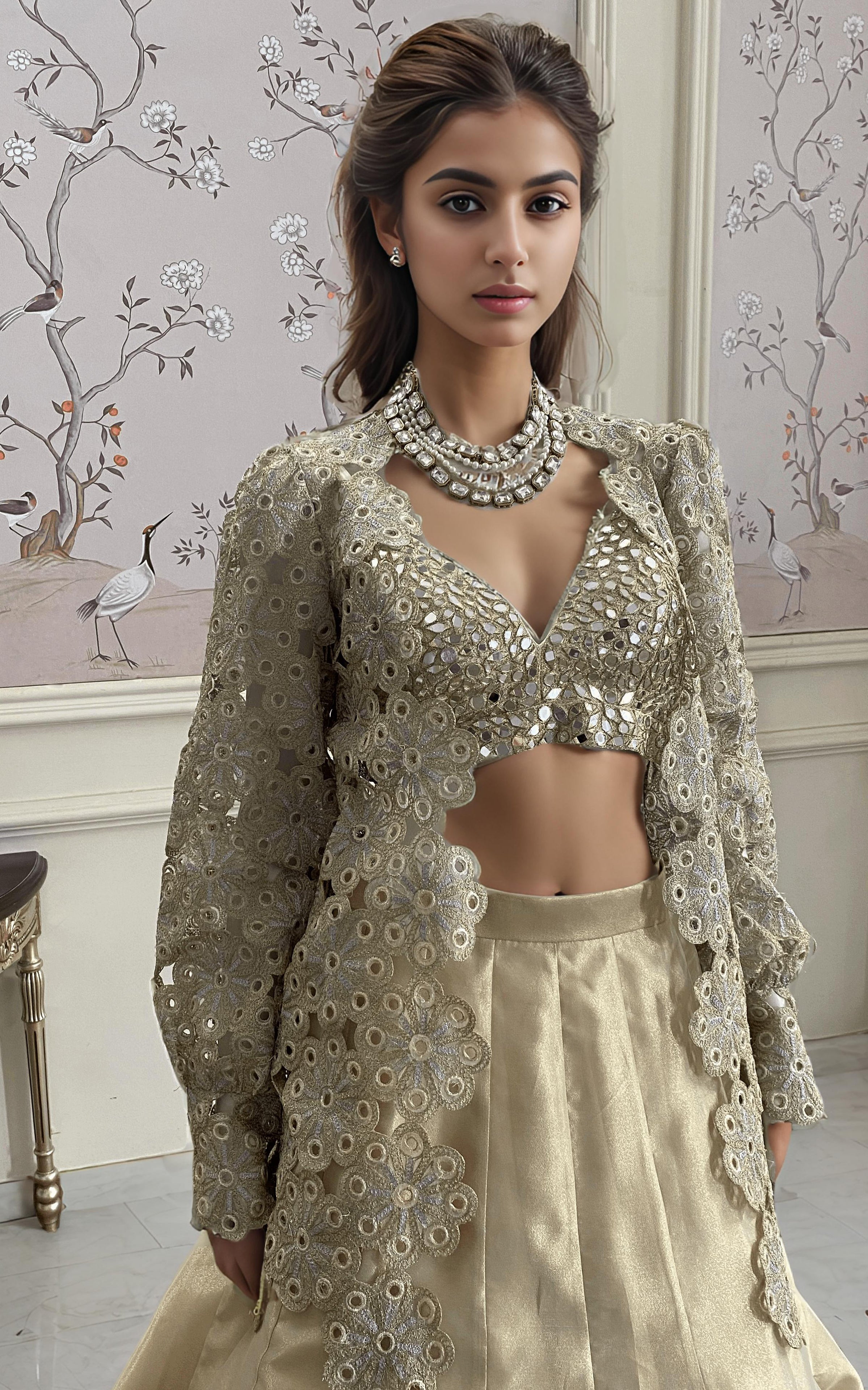 Threads and Motifs | Formal Dresses 25 | EMBRIODERED JACKET WITH BLOUSE AND SKIRT - Official Threads and Motifs stockist in UK - Sakeena London