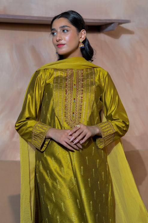 Kross Kulture | Luxury Baharaneh | Tazehro (Olive) KLX-00930 - Official Kross Kulture stockist in UK - Sakeena London