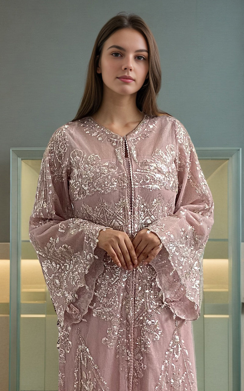 Threads and Motifs | Formal Dresses 25 | Net Embroidered Jacket - Official Threads and Motifs stockist in UK - Sakeena London