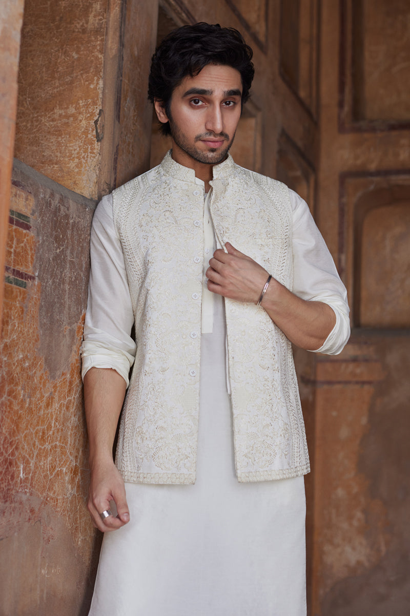 Pakistani Menswear | Qalamkar | BQ-02(waistcoat) - Official Qalamkar stockist in UK - Sakeena London