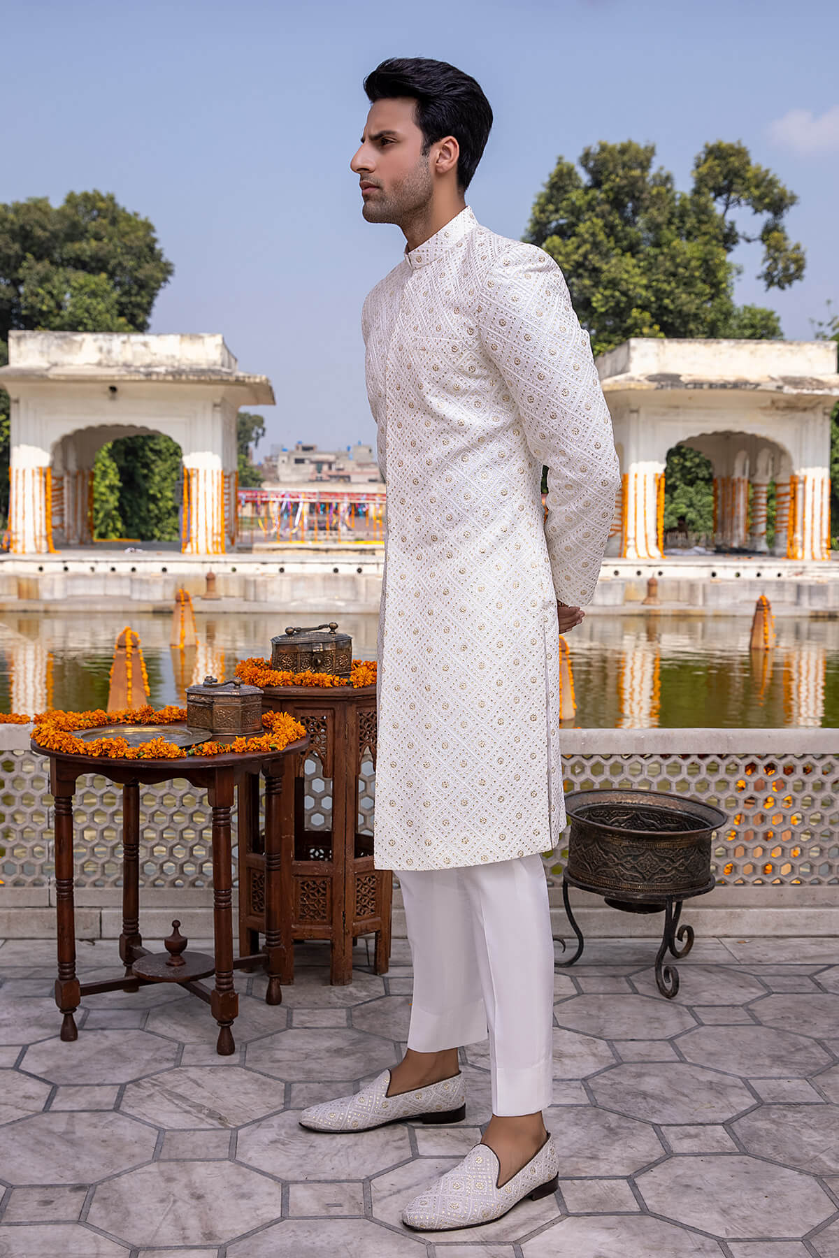 Pakistani Menswear | Mina Kashif | Sherwani D-07 - Official Sakeena London stockist in UK - Sakeena London