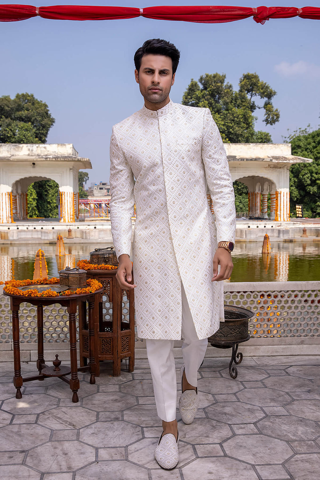 Pakistani Menswear | Mina Kashif | Sherwani D-07 - Official Sakeena London stockist in UK - Sakeena London