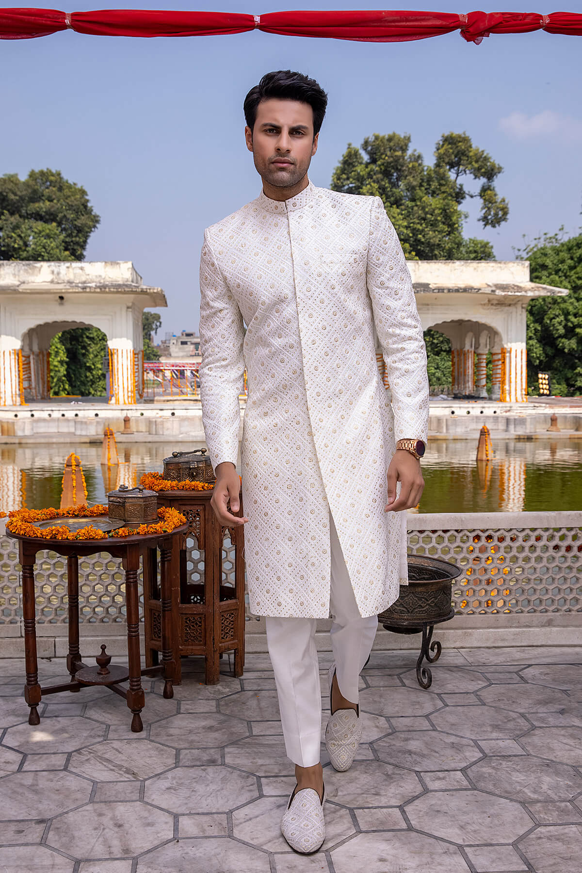 Pakistani Menswear | Mina Kashif | Sherwani D-07 - Official Sakeena London stockist in UK - Sakeena London