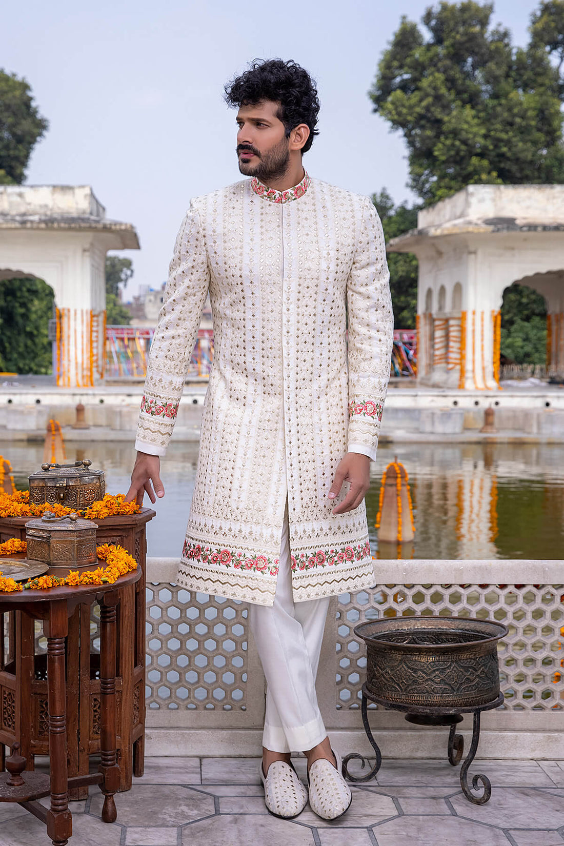 Pakistani Menswear | Mina Kashif | Sherwani D-16-B - Official Sakeena London stockist in UK - Sakeena London