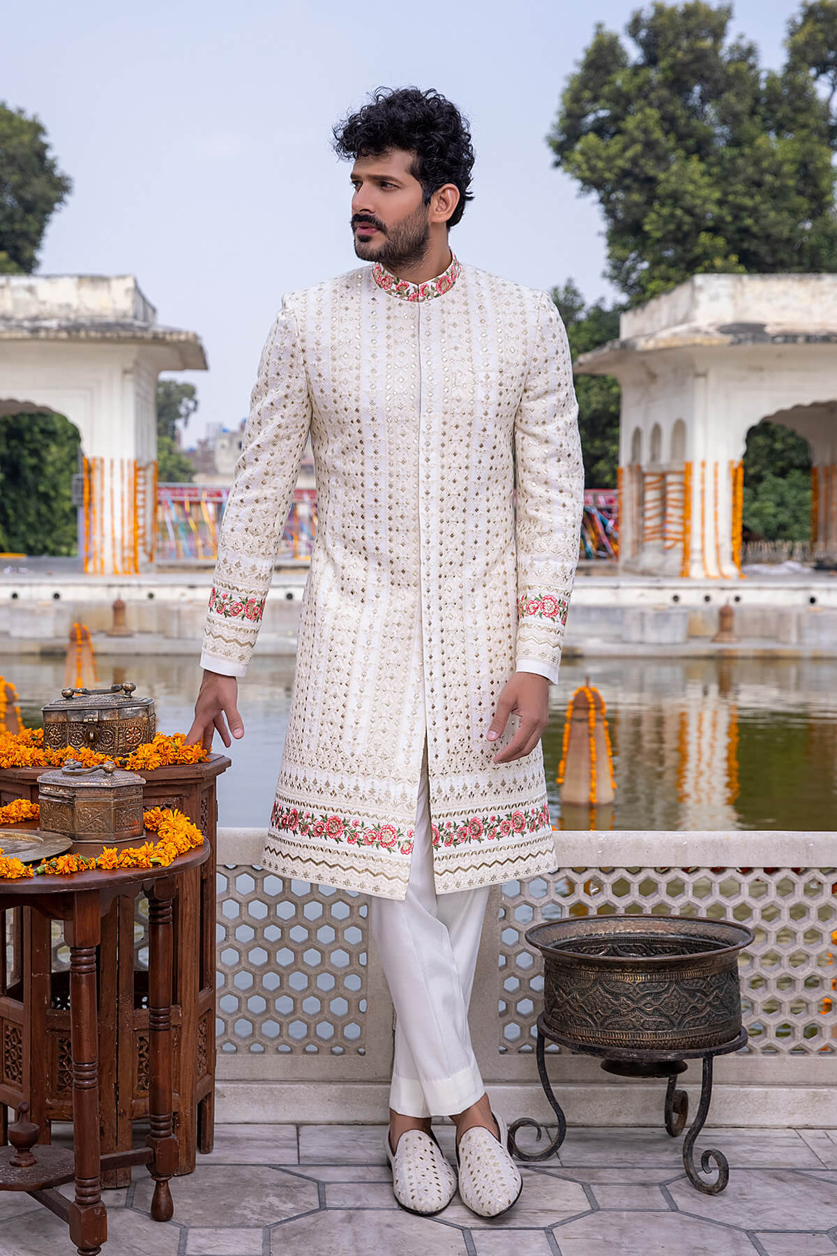 Pakistani Menswear | Mina Kashif | Sherwani D-16-B - Official Sakeena London stockist in UK - Sakeena London