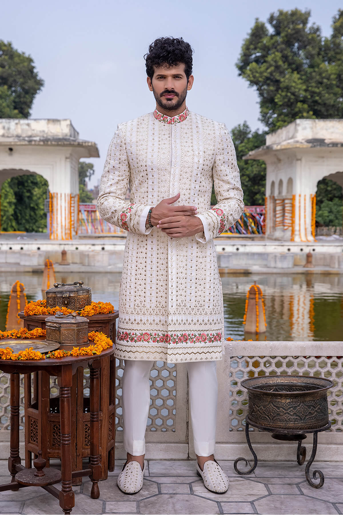 Pakistani Menswear | Mina Kashif | Sherwani D-16-B - Official Sakeena London stockist in UK - Sakeena London
