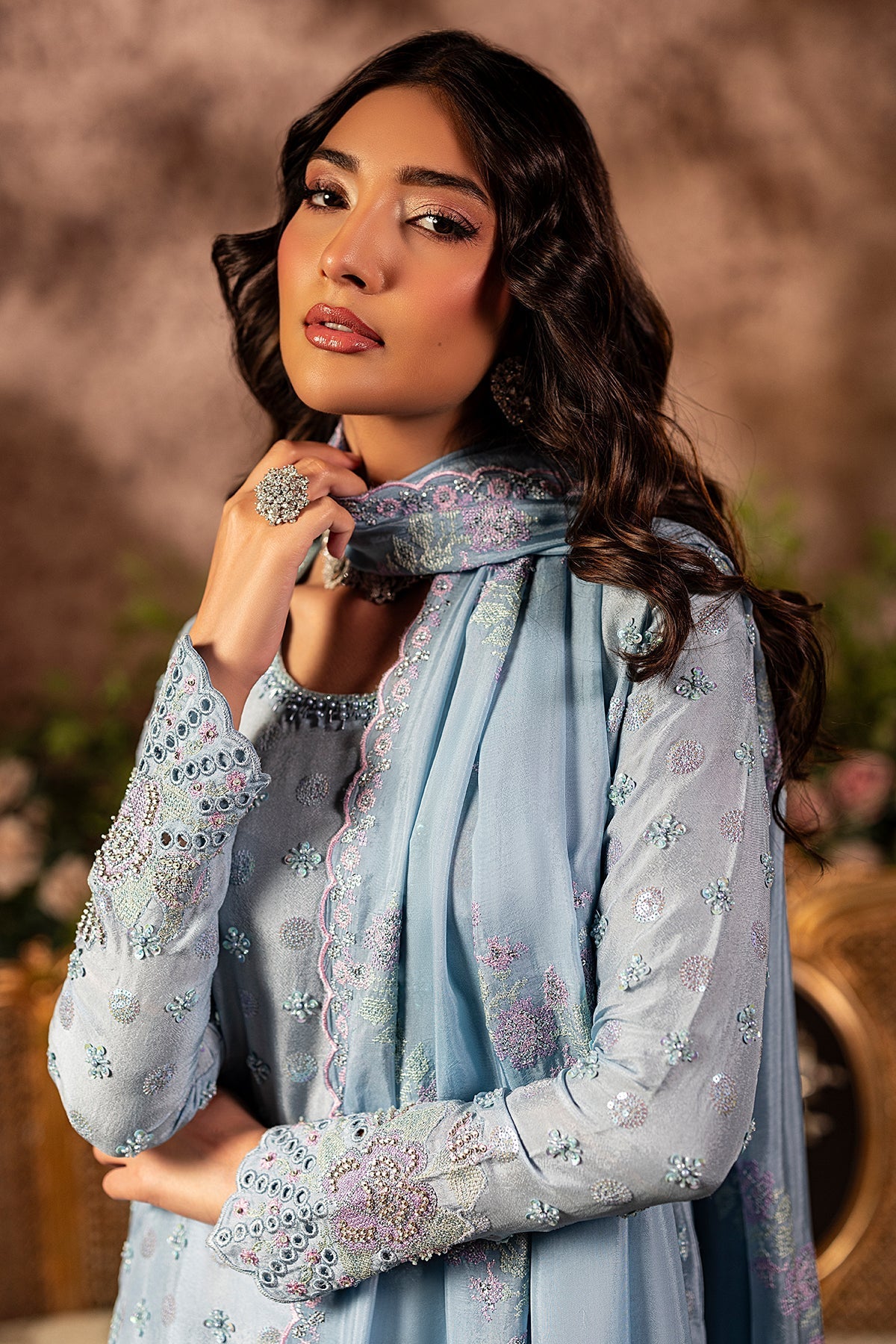 Mina Kashif | Loona Lawn 25 | Sapphire - Official Mina Kashif stockist in UK - Sakeena London