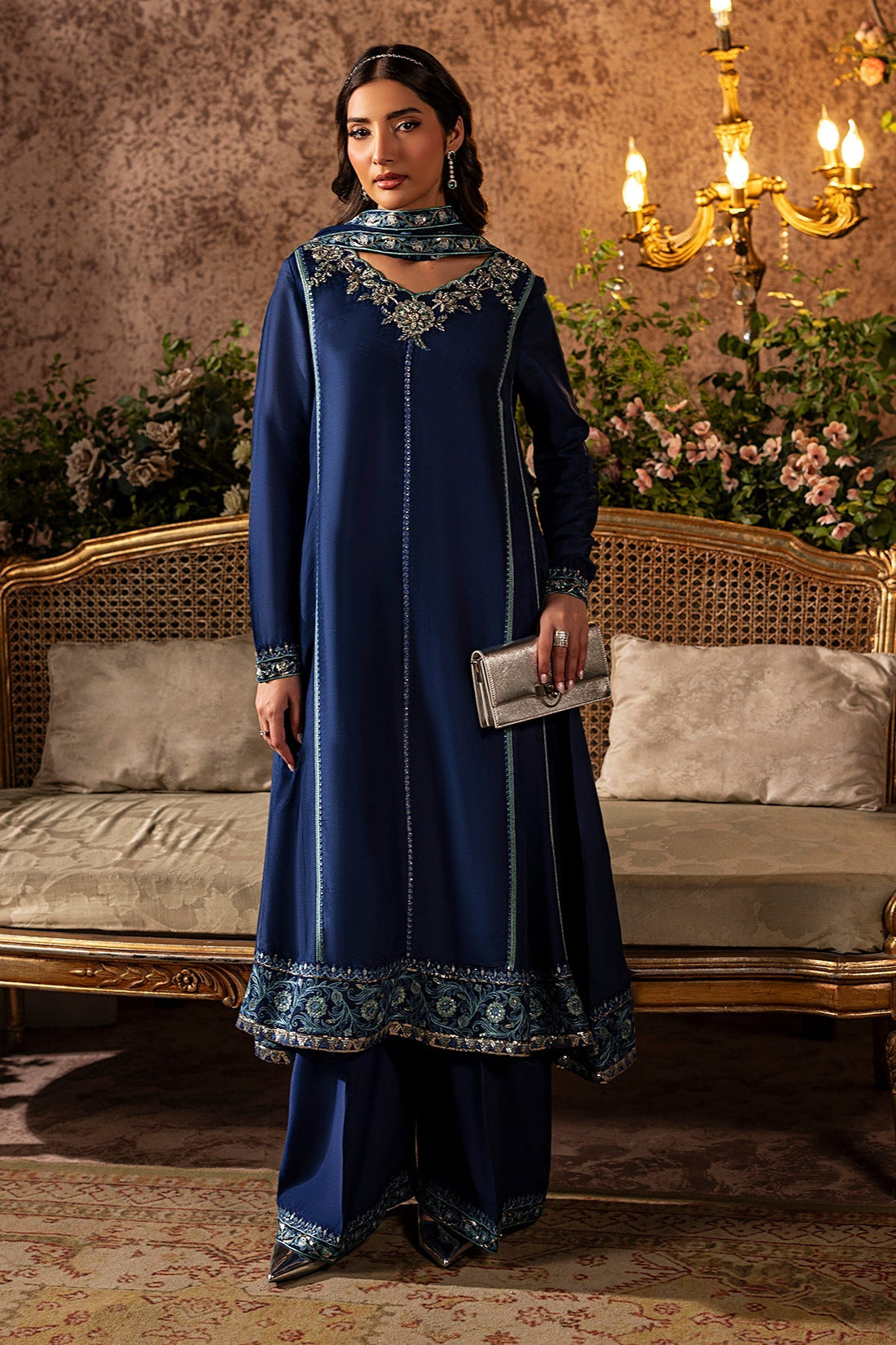 Mina Kashif | Loona Lawn 25 | Midnight - Official Mina Kashif stockist in UK - Sakeena London