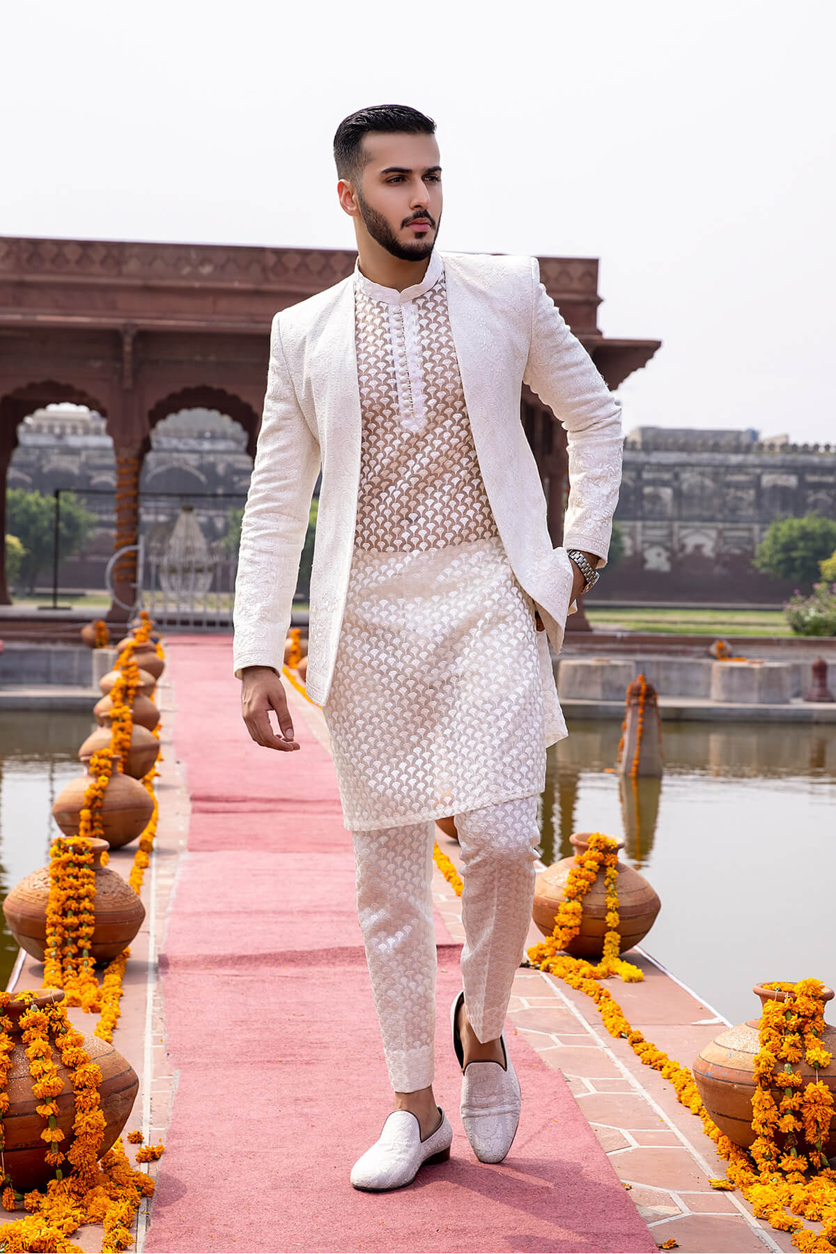 Pakistani Menswear | Mina Kashif | Sherwani D-23 - Official Sakeena London stockist in UK - Sakeena London