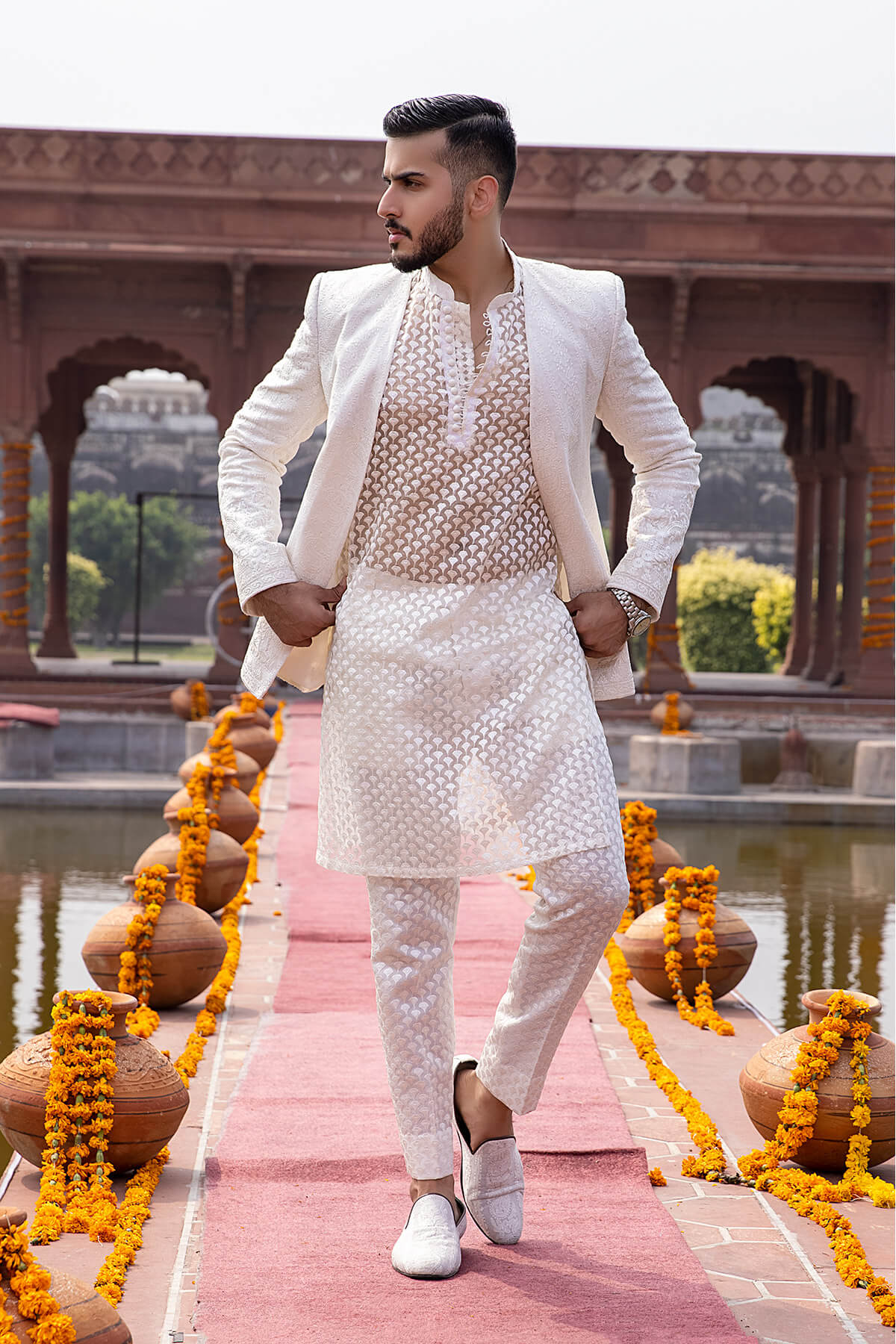 Pakistani Menswear | Mina Kashif | Sherwani D-23 - Official Sakeena London stockist in UK - Sakeena London