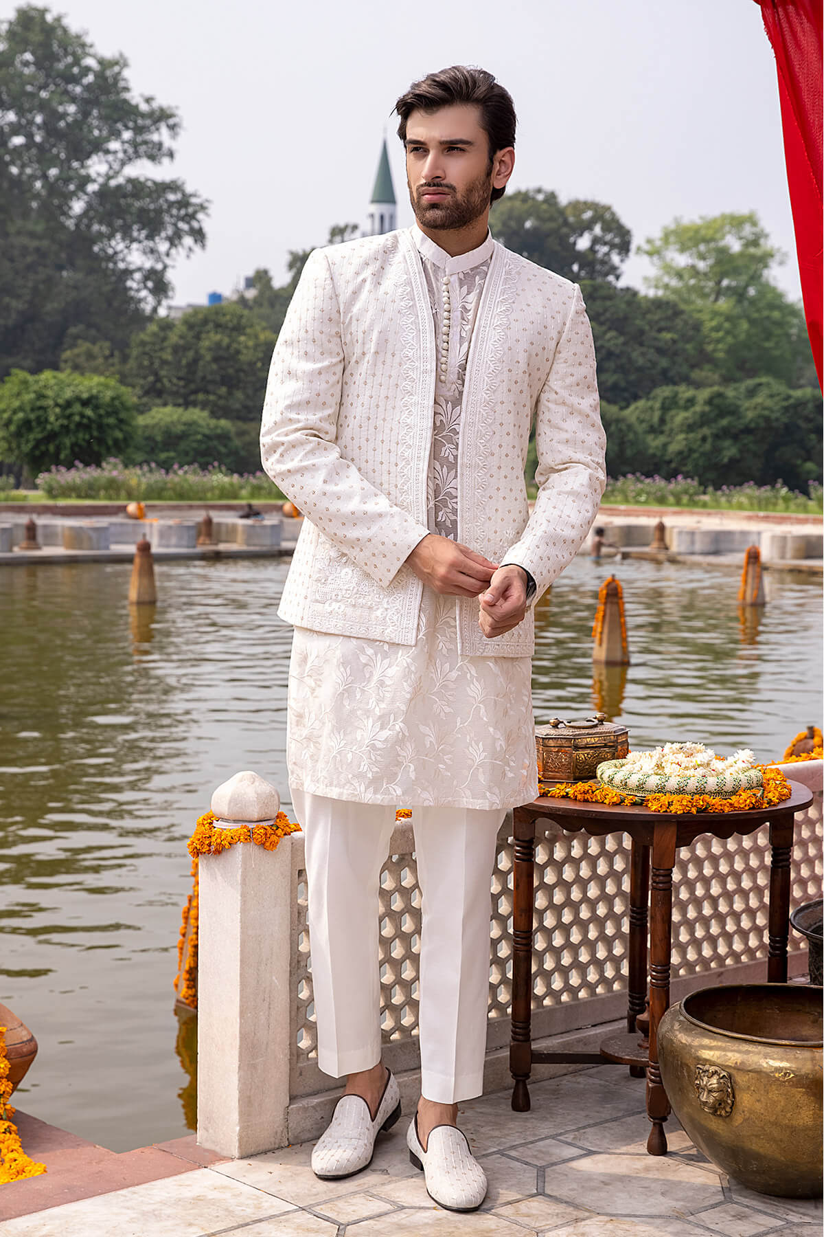 Pakistani Menswear | Mina Kashif | Sherwani D-17 - Official Sakeena London stockist in UK - Sakeena London