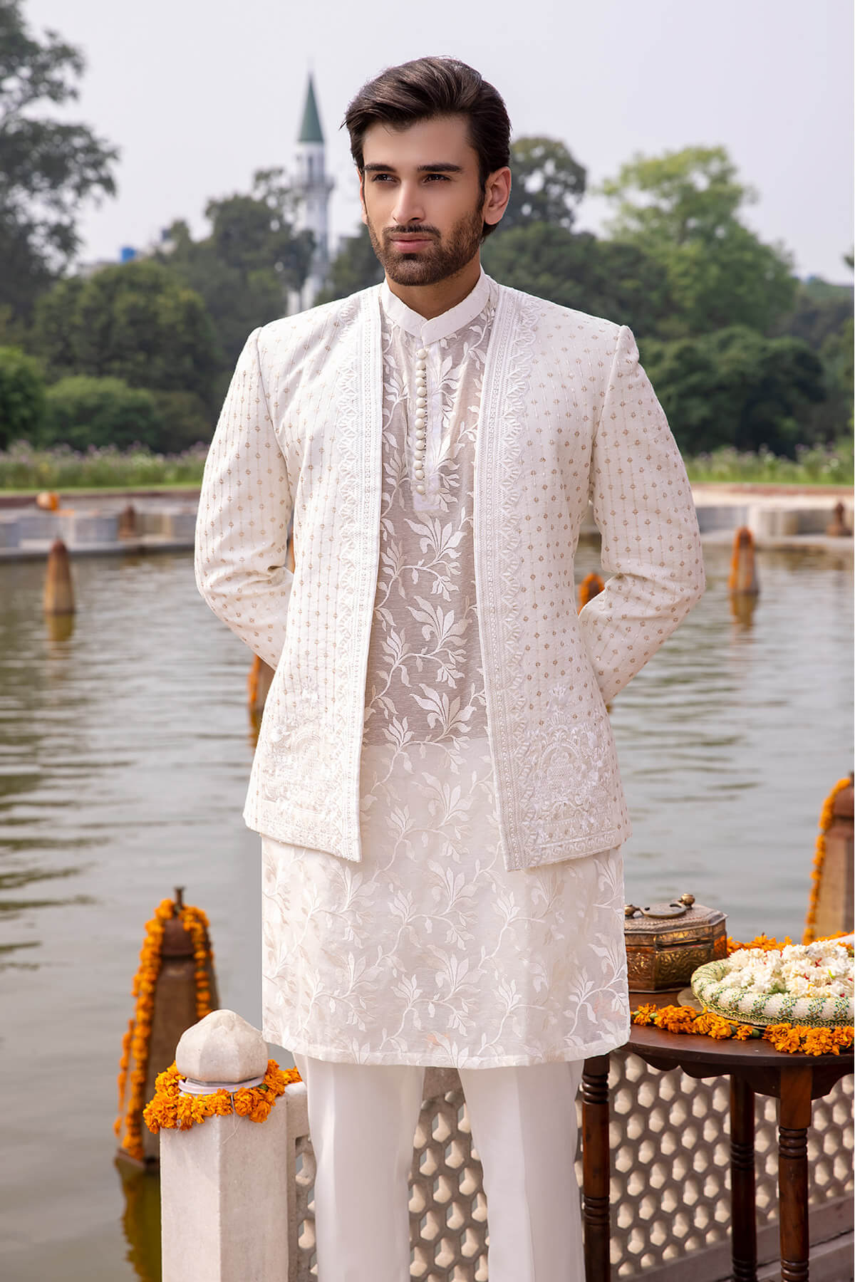Pakistani Menswear | Mina Kashif | Sherwani D-17 - Official Sakeena London stockist in UK - Sakeena London