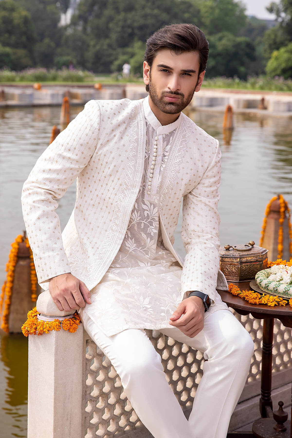 Pakistani Menswear | Mina Kashif | Sherwani D-17 - Official Sakeena London stockist in UK - Sakeena London