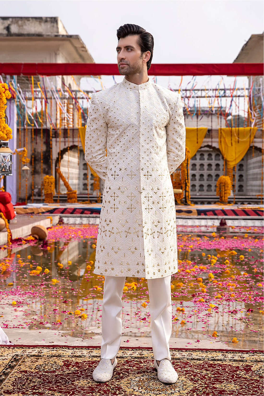 Pakistani Menswear | Mina Kashif | Sherwani D-22 - Official Sakeena London stockist in UK - Sakeena London
