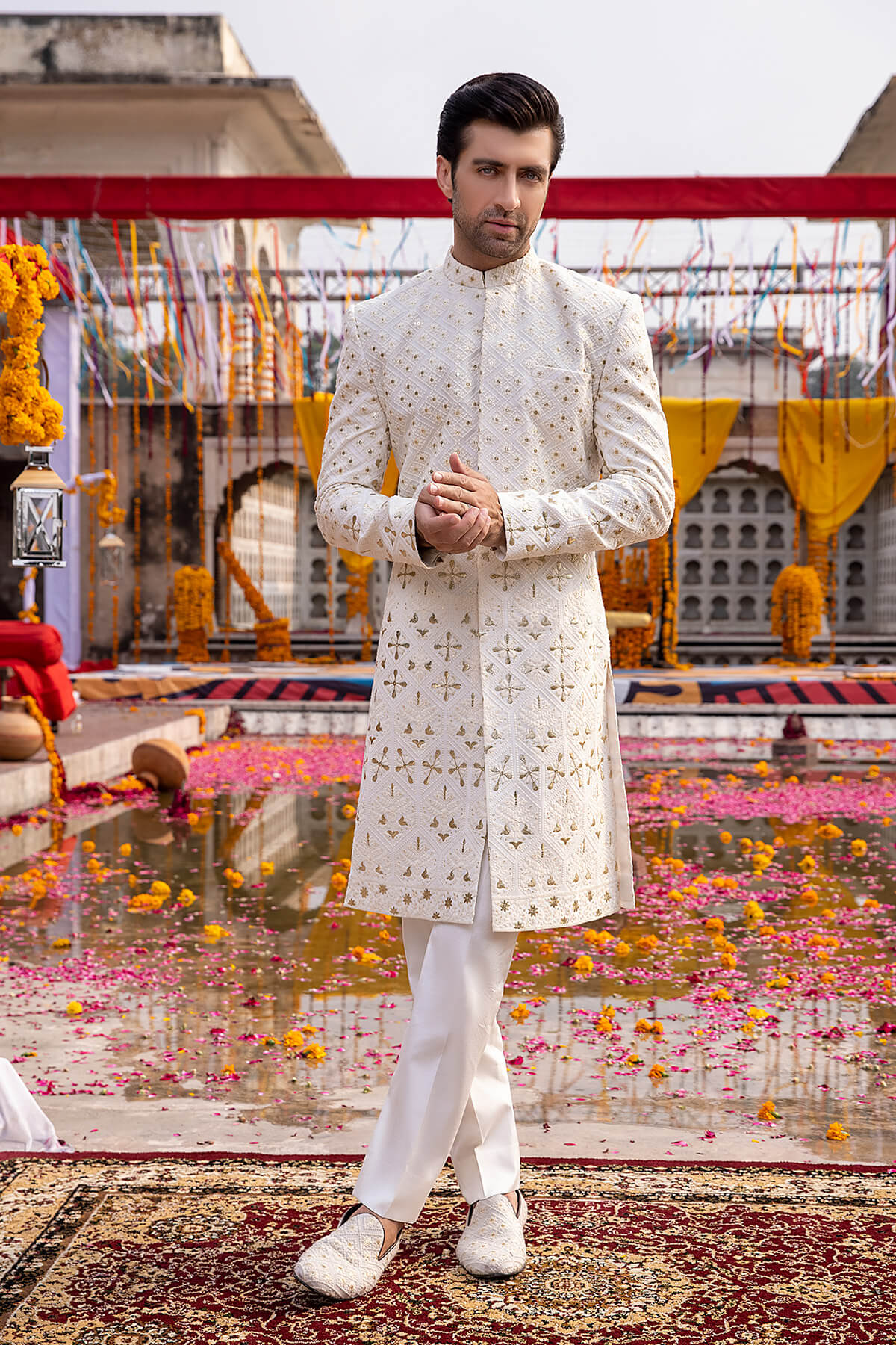 Pakistani Menswear | Mina Kashif | Sherwani D-22 - Official Sakeena London stockist in UK - Sakeena London