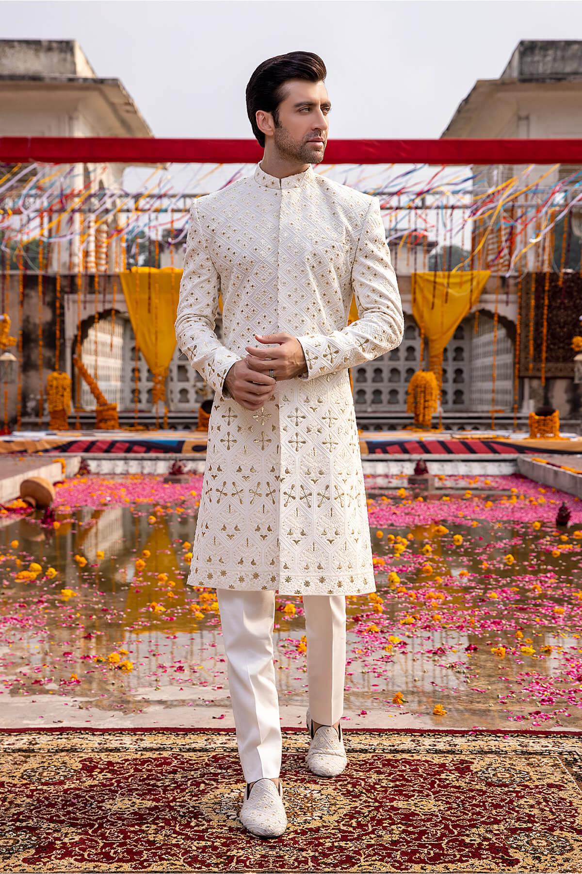 Pakistani Menswear | Mina Kashif | Sherwani D-22 - Official Sakeena London stockist in UK - Sakeena London